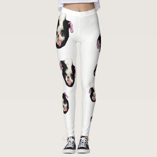 Leggings Guêtres de mouffette de Chin de Japonais (Devant)