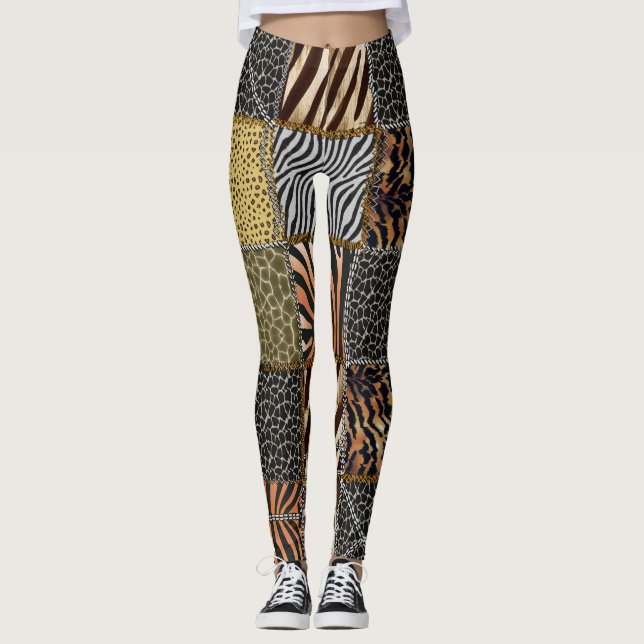 Leggings Guêtres de patchwork de safari (Devant)
