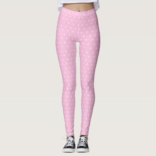 Leggings Guêtres de point de polka des femmes roses (Devant)