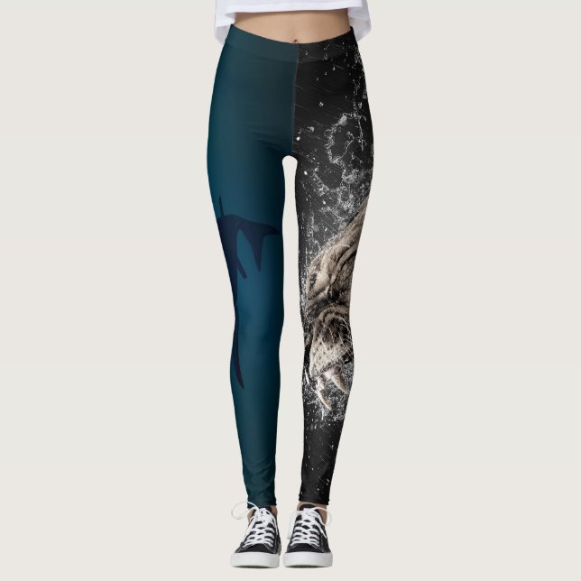 Leggings Guêtres de requin et de lionne (Devant)