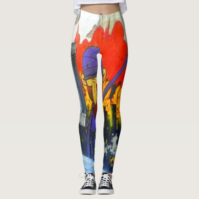 Leggings Guêtres de révolution d'art de rue de tarte aux (Devant)