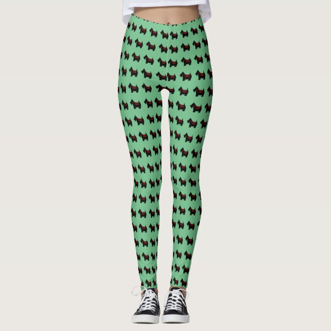 Leggings Guêtres de vacances de Noël de chien de Scottie (Devant)