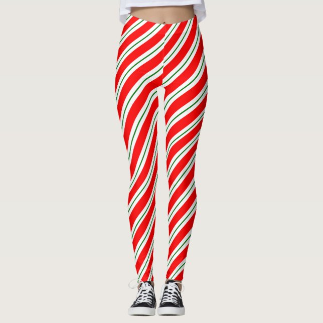 Leggings Guêtres de vacances de rayure de sucrerie de (Devant)