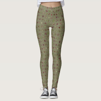 Leggings Guêtres de vert olive et de rouge