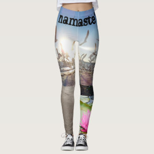 Leggings guêtres de yoga de plage de lotus de namaste