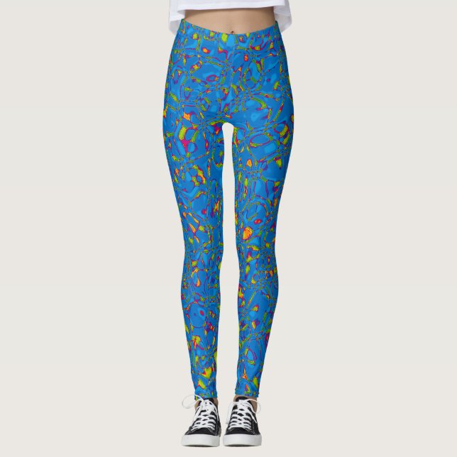 Leggings Guêtres d'embrouillements bleues (Devant)