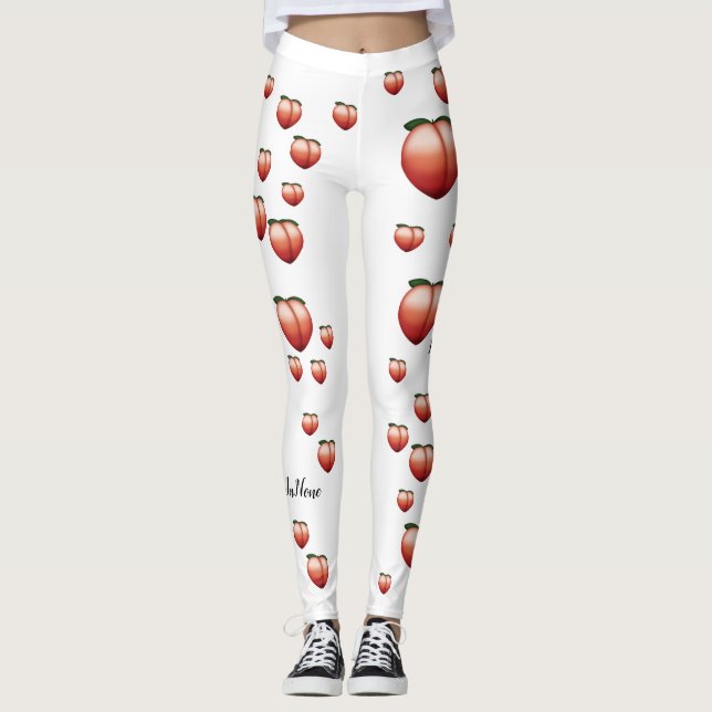Leggings Guêtres d'Emoji de pêche (Devant)