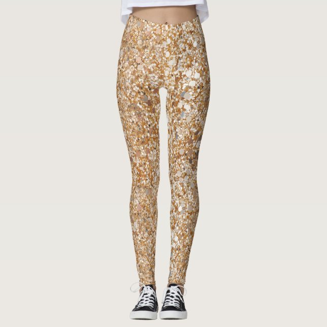 Leggings Guêtres d'étincelle d'or (Devant)