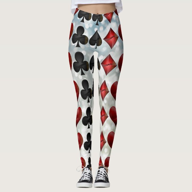 Leggings Guêtres d'impression de costume de carte de jeu de (Devant)