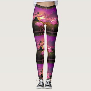 Leggings Guêtres d'impression de Flamant rose