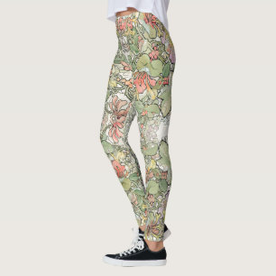 Leggings Guêtres d'impression de fleurs de Nouveau d'art d