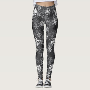Leggings Guêtres d'impression de motif de flocon de neige,