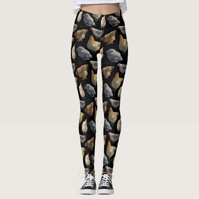 Leggings Guêtres d'impression de poulet (Devant)