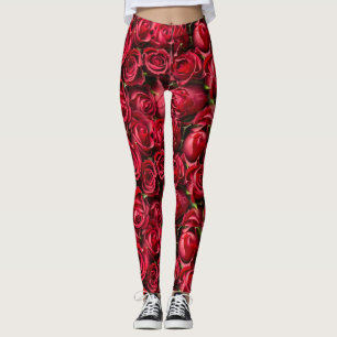 Leggings Guêtres d'impression de rose rouge