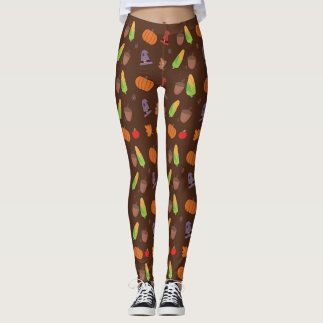 Leggings Guêtres d'impression de thanksgiving (Devant)