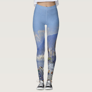 Leggings Guêtres d'impression d'océan de fleurs de Capri