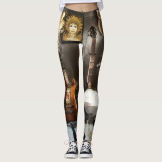 Leggings Guêtres drôles avec l'image enveloppée de guitare