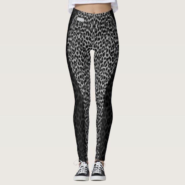 Leggings Guêtres du léopard Blk/Gr d'ombre de COLLECTION de (Devant)