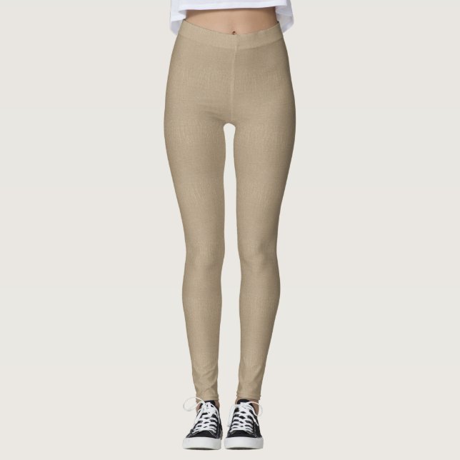 Leggings Guêtres en cuir beiges de Faux (Devant)