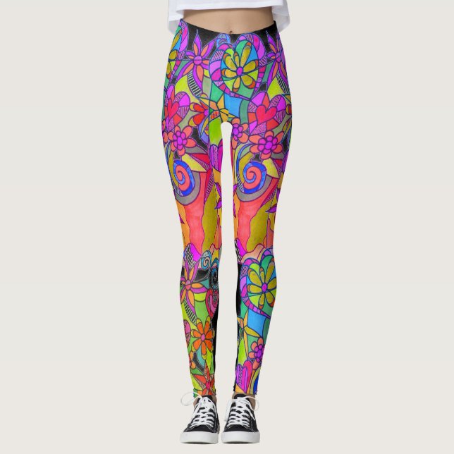 Leggings Guêtres en hausse de coeurs par Leslie Clair Bures (Devant)