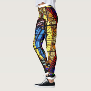 Leggings Guêtres en verre de fenêtre d'église de tache