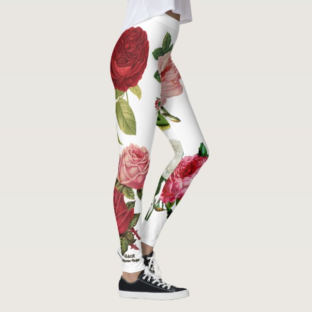 Leggings Guêtres faites sur commande florales et blanches (Droite)