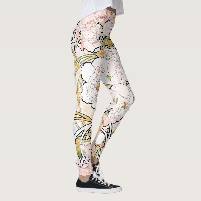 Leggings Guêtres florales d'impression de Nouveau Mucha (Droite)