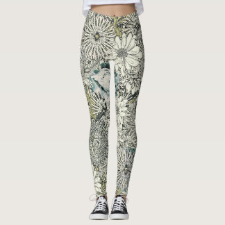 Leggings Guêtres florales illustrées