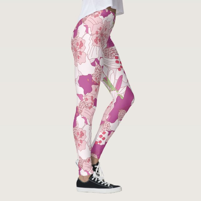 Leggings Guêtres florales roses de rhododendron (Droite)