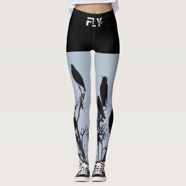 LEGGINGS GUÊTRES FORTES DE YOGA DE MOUCHE (Devant)