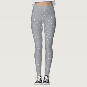 Leggings Guêtres grises blanches de motif de point de polk