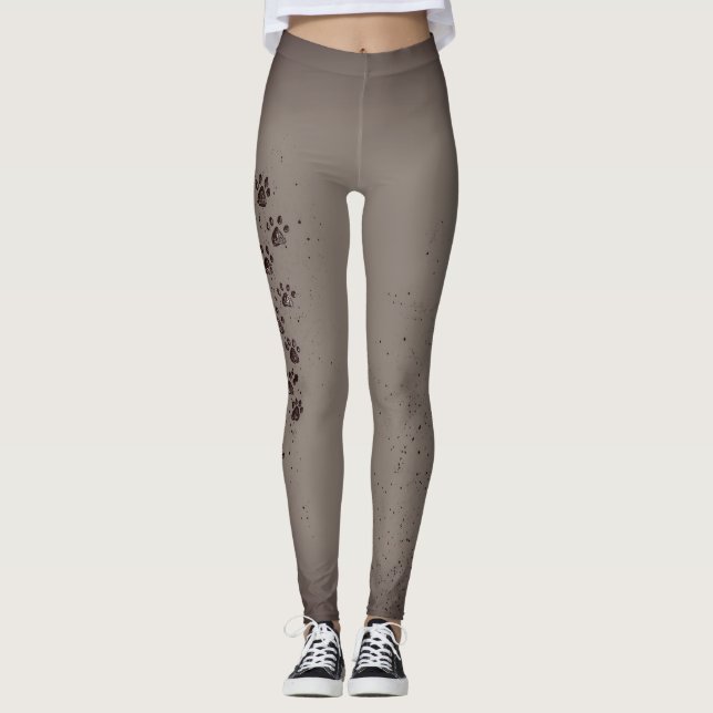 Leggings Guêtres grises d'empreinte de patte d'Ombre (Devant)