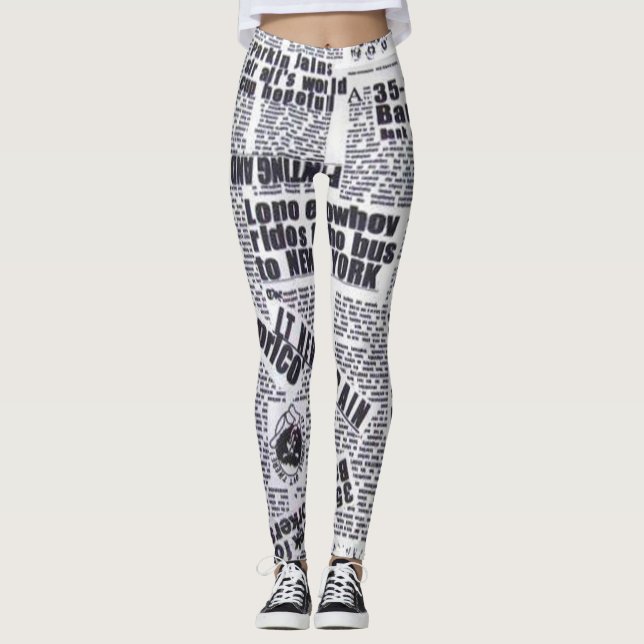 Leggings Guêtres imprimées d'article de journal (Devant)