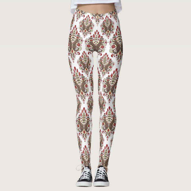 Leggings guêtres imprimées par damassé élégante de singe de (Devant)