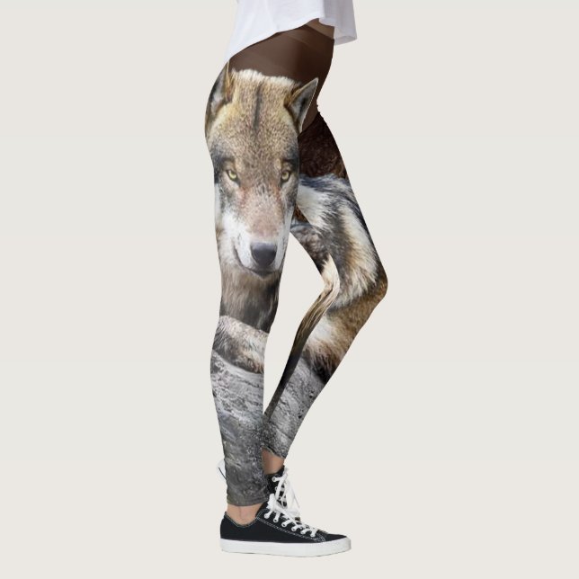 Leggings Guêtres indigènes de photo de loup (Droite)