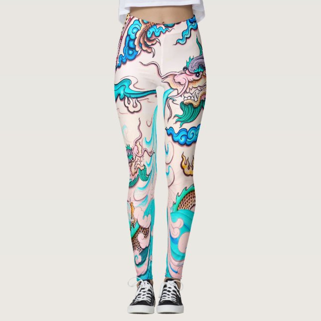 Leggings Guêtres JAPONAISES de dragon (Devant)