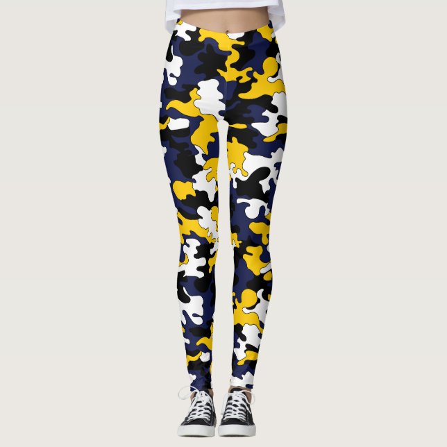 Leggings Guêtres jaunes, bleues, noires de Camo (Devant)
