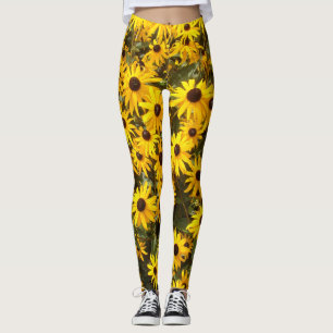 Leggings Guêtres jaunes d'impression de fleurs de
