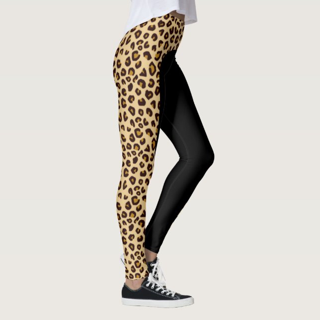 Leggings Guêtres latérales de rayure d'empreinte de léopard (Droite)