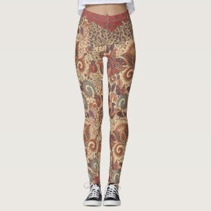 Leggings Guêtres latérales sauvages de Paisley Boho de pu