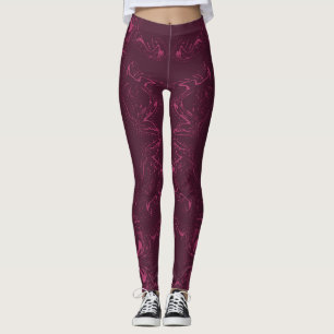 Leggings Guêtres - le rose et le Bourgogne ont tourbillonn
