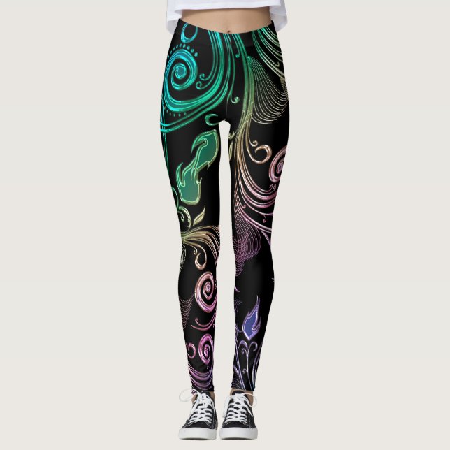 Leggings Guêtres liquides psychédéliques (Devant)