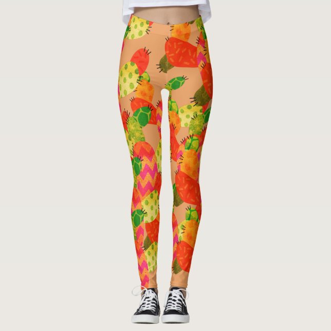 Leggings Guêtres lumineuses de cactus (Devant)