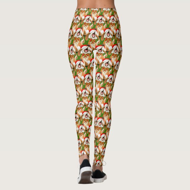 Leggings Guêtres lunatiques d'aquarelle de choeur de chien (Dos)