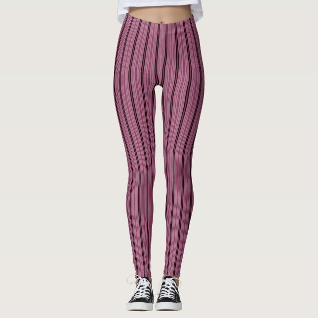 Leggings Guêtres marron et noires de rayures (Devant)