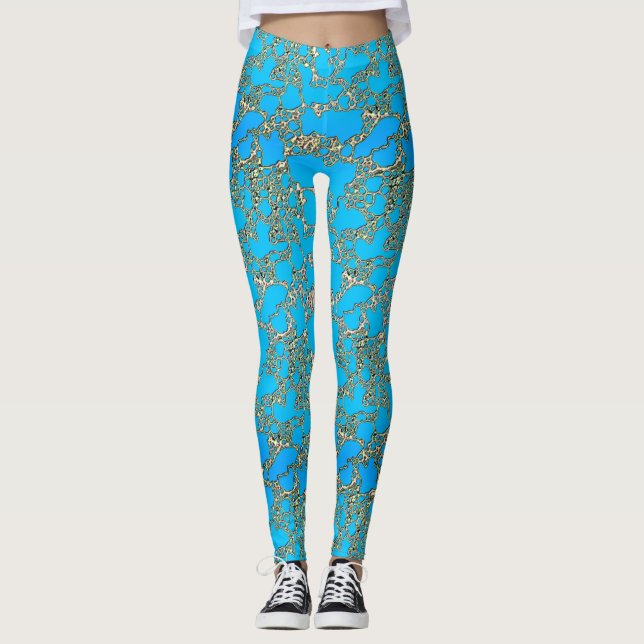 Leggings Guêtres métalliques de conception de turquoise (Devant)