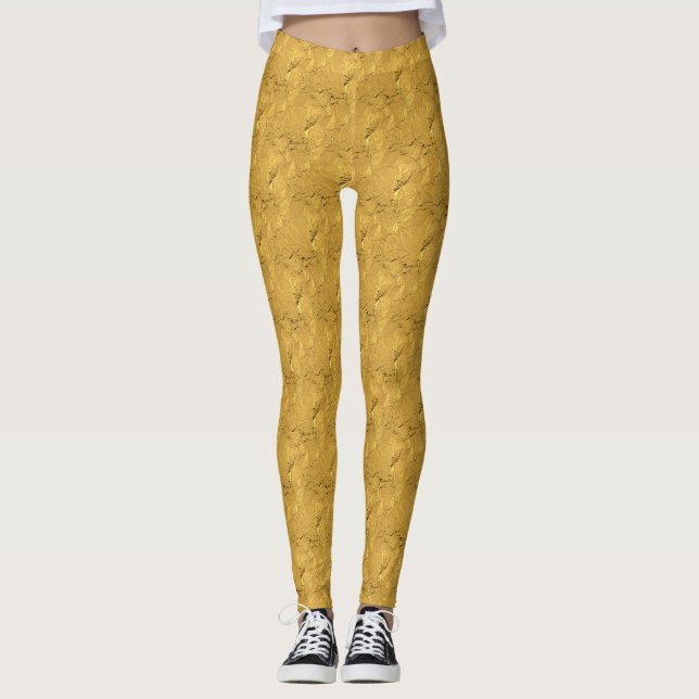 Leggings Guêtres métalliques d'or (Devant)