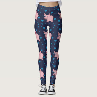Leggings Guêtres mignonnes de porc et de coeurs