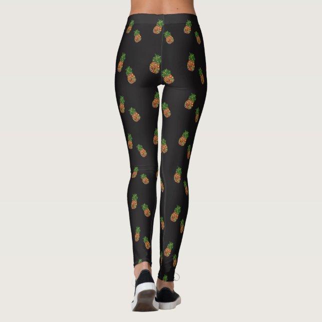 Leggings Guêtres modelées par ananas botanique tropical (Dos)