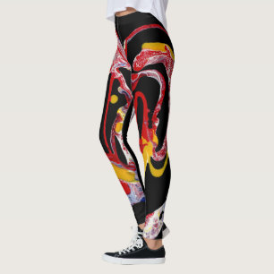 Leggings Guêtres noir et multicolore - "coeur fou "